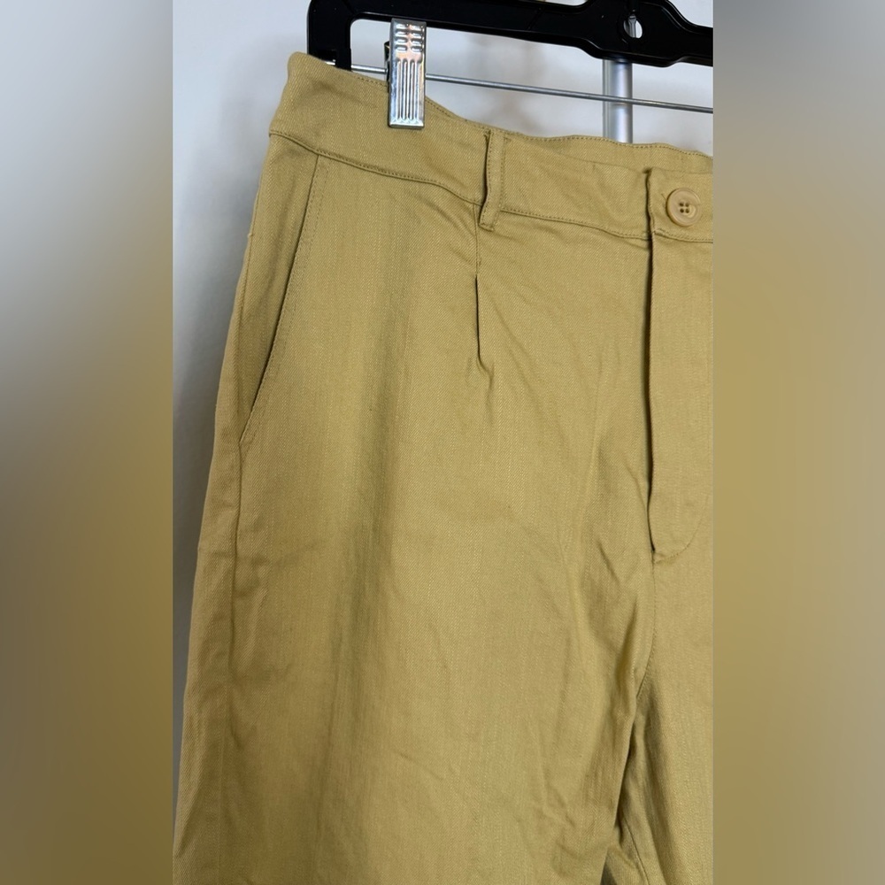 For Days Organic Cotton High Waist Mustard Yellow Preppy Casual Pants L Euc — image 8 of 8
